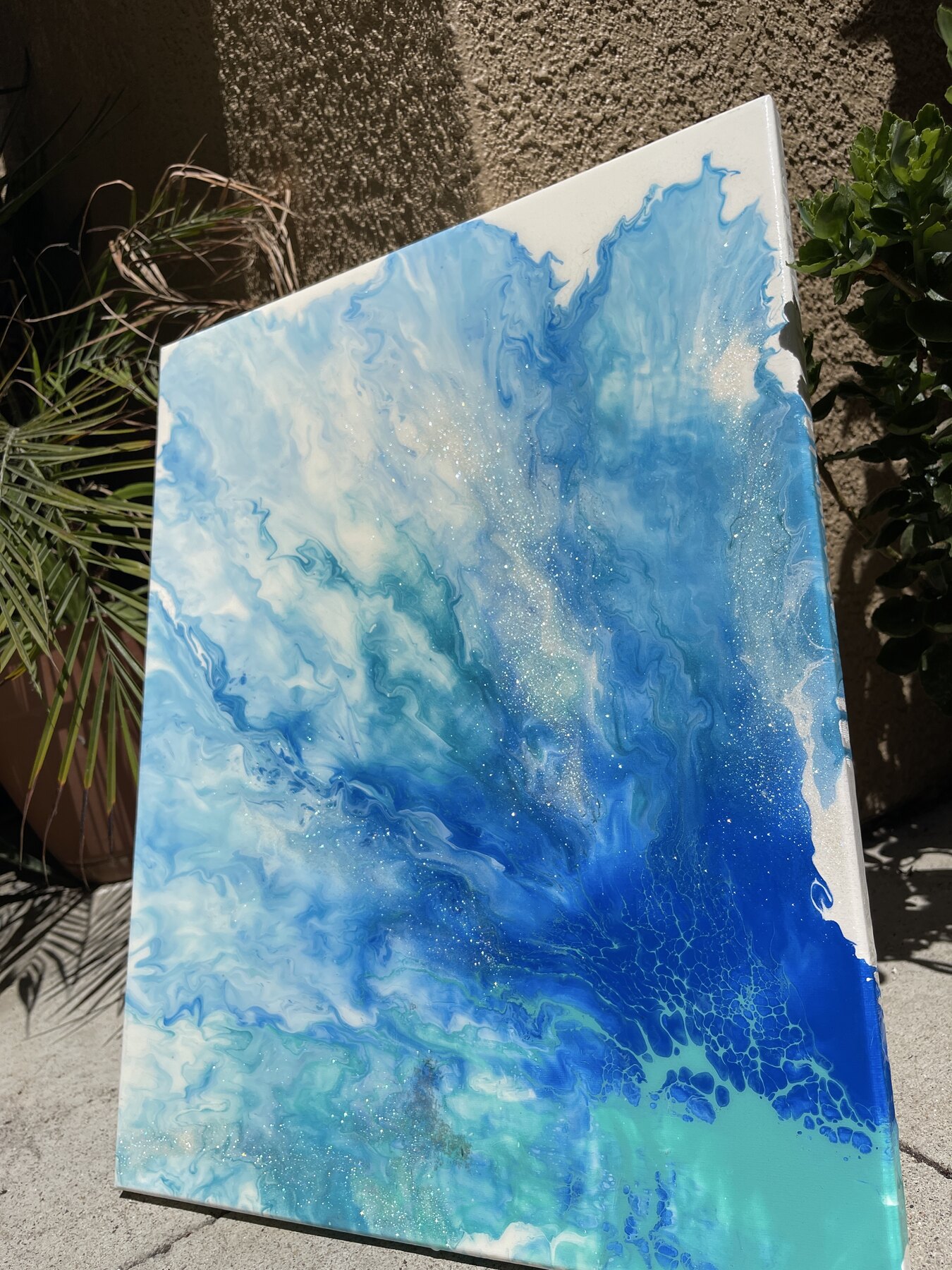 Blue Mica Sister Work, alternate view 2, an original painting by Tara Zarabi