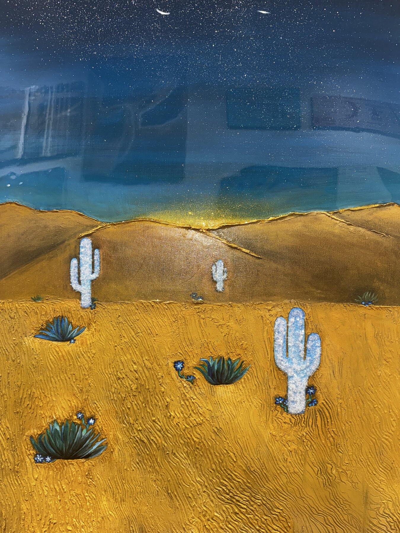 Starry Desert Morning, alternate view 2, an original painting by Tara Zarabi