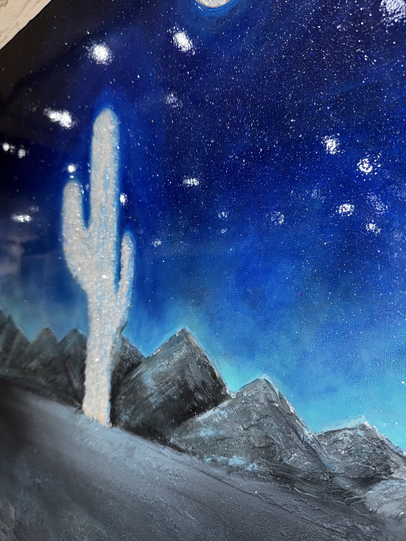 Starry Desert Night, alternate view 3, an original painting by Tara Zarabi
